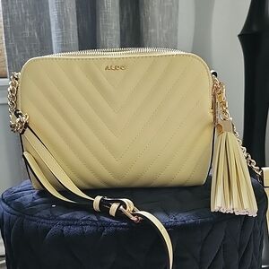Aldo Cream Crossbody Bag with Tassel